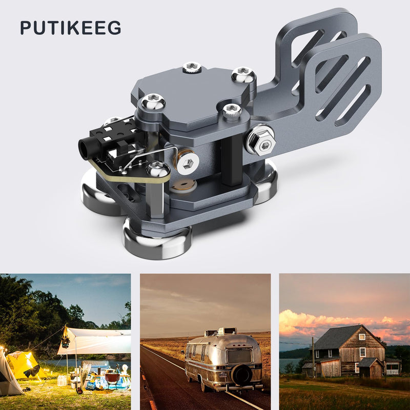 Mini CW Key Automatic Morse - Radio HAM Send Telegram Double Paddle Morse Code Key with Aluminum Body Three Neodymium Magnets Base Grey
