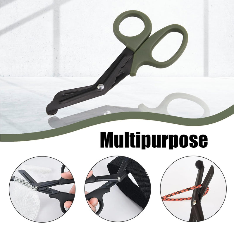 Pack of 2 Medical Bandage Scissors, Rescue Scissors, Bandage Scissors, Nurse, Surgical Scissors, Black + Green, 15 cm