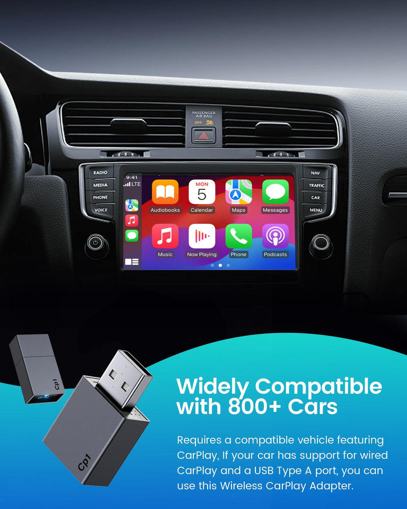 [AUSTRALIA] - Wireless Carplay Adapter for iPhone - Plug & Play Convert Wired to Wireless CarPlay for Cars from 2016 and iOS 10+, No Latency Mini USB Type A Black 
