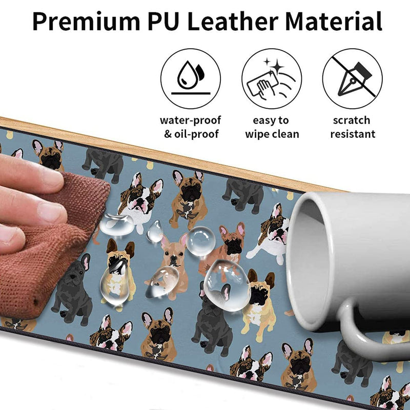 Gorzzt Extended Large Gaming Mouse Pad and Coaster with Stitched Edge 31.5x11.8 inch Non-Slip Rubber Base Mouse Pad, Suitable for OfficeHome Desk Mat-French Bulldogs Doormat Home GO-Mouse1-C 004