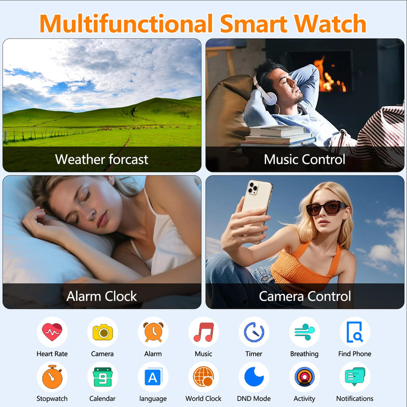Odsslgw Smart Watch for Women Men, GPS Smartwatches with Heart Rate/SpO2/Sleep/Stress Monitor, 100+ Sports Fitness Watches, IP68 Waterproof Activity Tracker for Android/iOS Phone (Black, 1.96"_GPS) Black