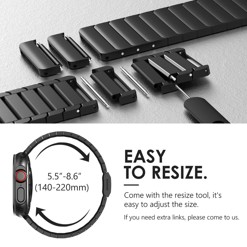 NewWays Titanium Link Bracelet Band for Apple Watch Ultra 3 2 1, Series3-11 | Premium Titanium, Lightweight Comfort, Exceptional Strength, Skin-Friendly, Built to Last Black Grade 2 Titanium 42mm(Series 3)/44mm/45mm/46mm/49mm