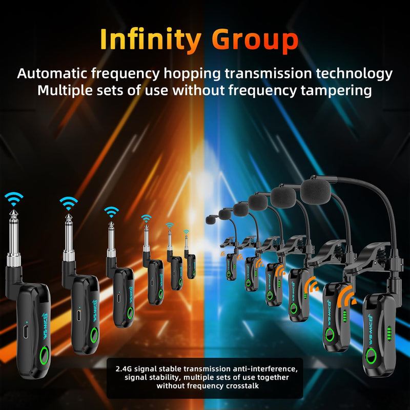 [AUSTRALIA] - Wireless Saxophone Microphone System, Clip-On Instrument Mic for Saxophone Trumpet Trombone Flute, Unidirectional Gooseneck Pickup, 360° Adjustable Clip, Low Latency Long Battery for Performance 
