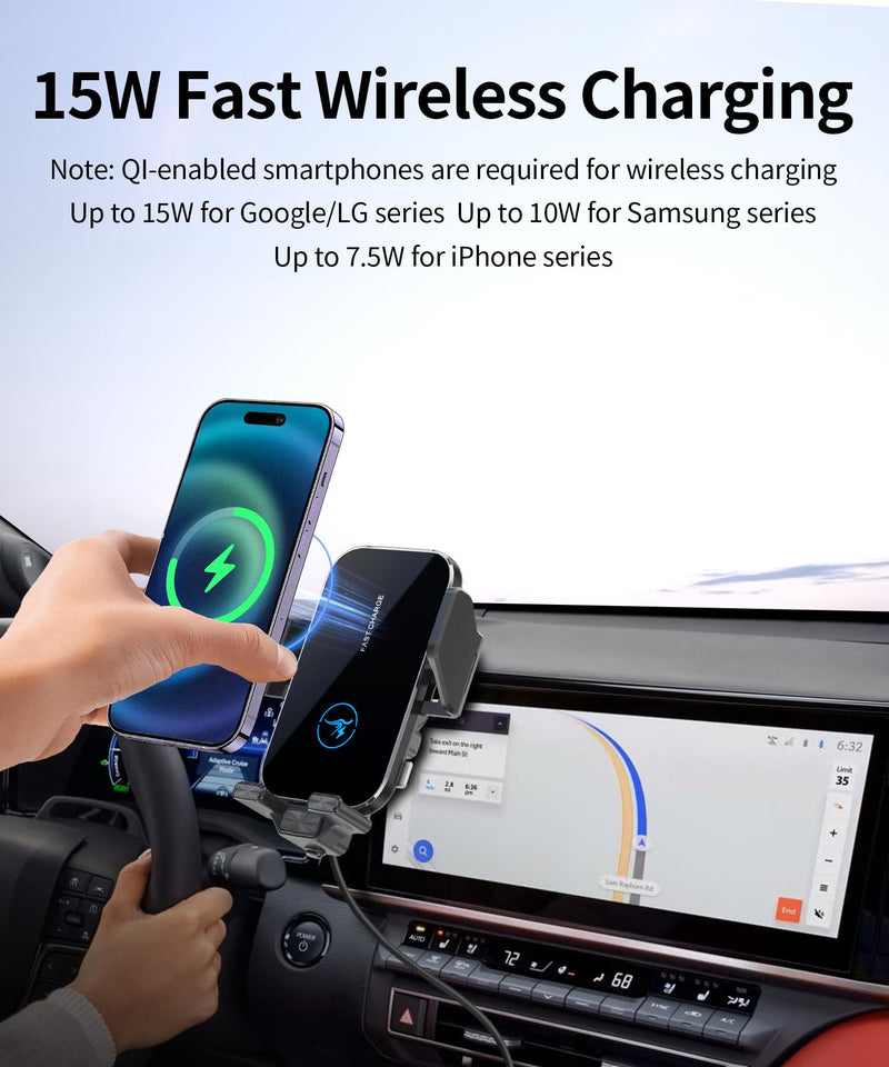 Wireless Charger Car Phone Holder for Toyota Camry 2025 2026, 12.3" Screen | Auto clamp Cell Phone Mount Accessories 15W Qi Fast Charging Stand Compatible with iPhone Android,360° Navigation Bracket for 2025-2026 Camry(12.3 inch screen only)