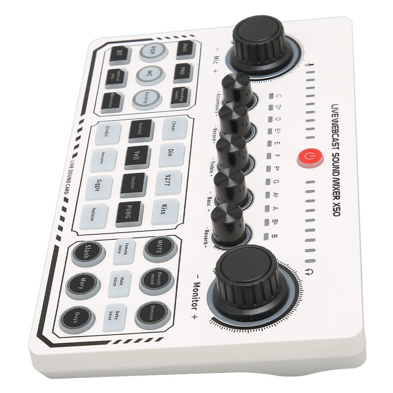 Portable Mixer,Professional Live Sound Card,Knob Design,Support for 12 Kinds of Warming Sound and a Key Mute,with Double Call Simple Port Design,Support for Two People Live at The Same Time