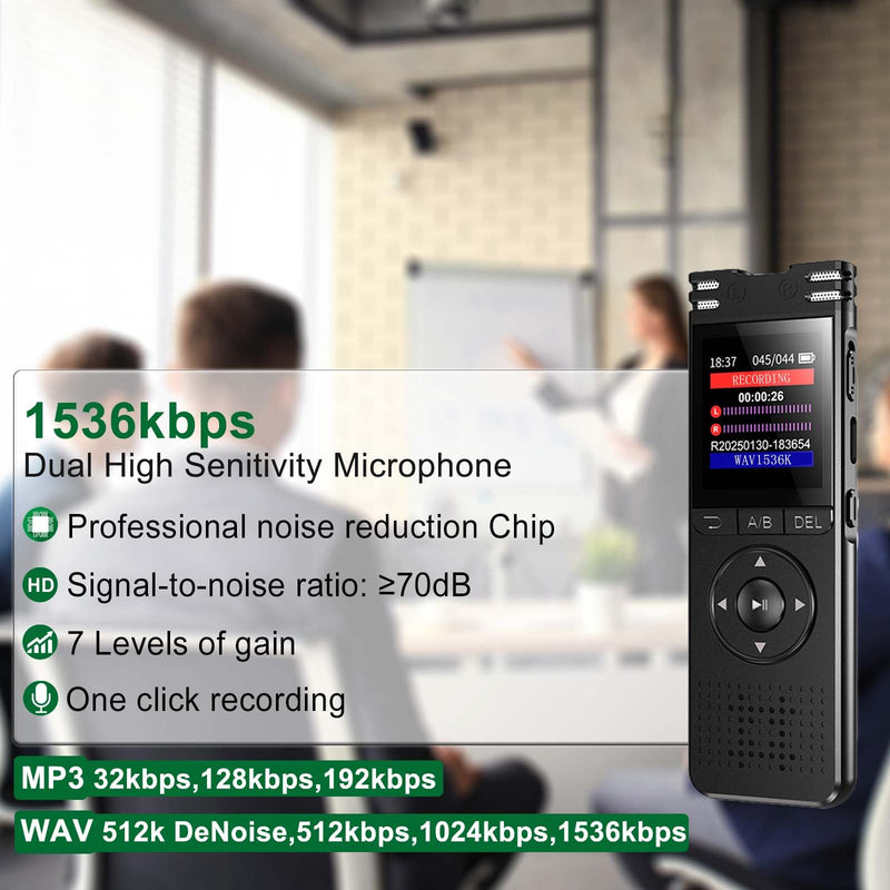 [AUSTRALIA] - 128GB Digital Voice Recorder with Playback Upgraded Voice Activated Recording with Premium Noise Reduction Dictaphone Device Perfect for Lectures Meetings Interviews 
