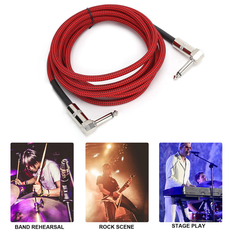 [AUSTRALIA] - Hilitand Guitar Cable - 6.35MM Male Head Audio Guitar Cable 10ft Electric Guitar Amplifier Cord - Right Angle to Right Angle 1/4 Inch Instrument Cable Guitar Amp Cable(red) 