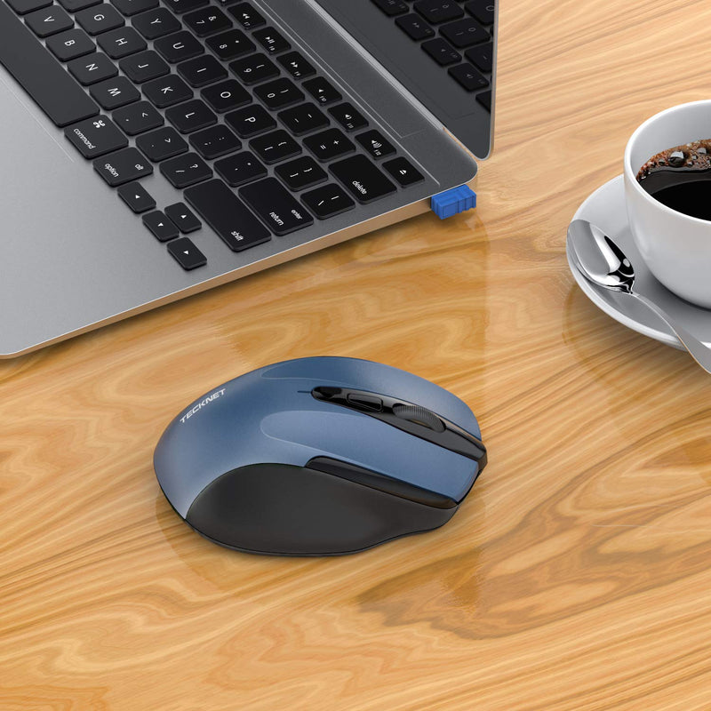 Wireless Mouse, TECKNET Pro 2.4G Ergonomic Wireless Optical Mouse with USB Nano Receiver for Laptop,PC,Computer,Chromebook,Notebook,6 Buttons,24 Months Battery Life, 2600 DPI, 5 Adjustment Levels Blue
