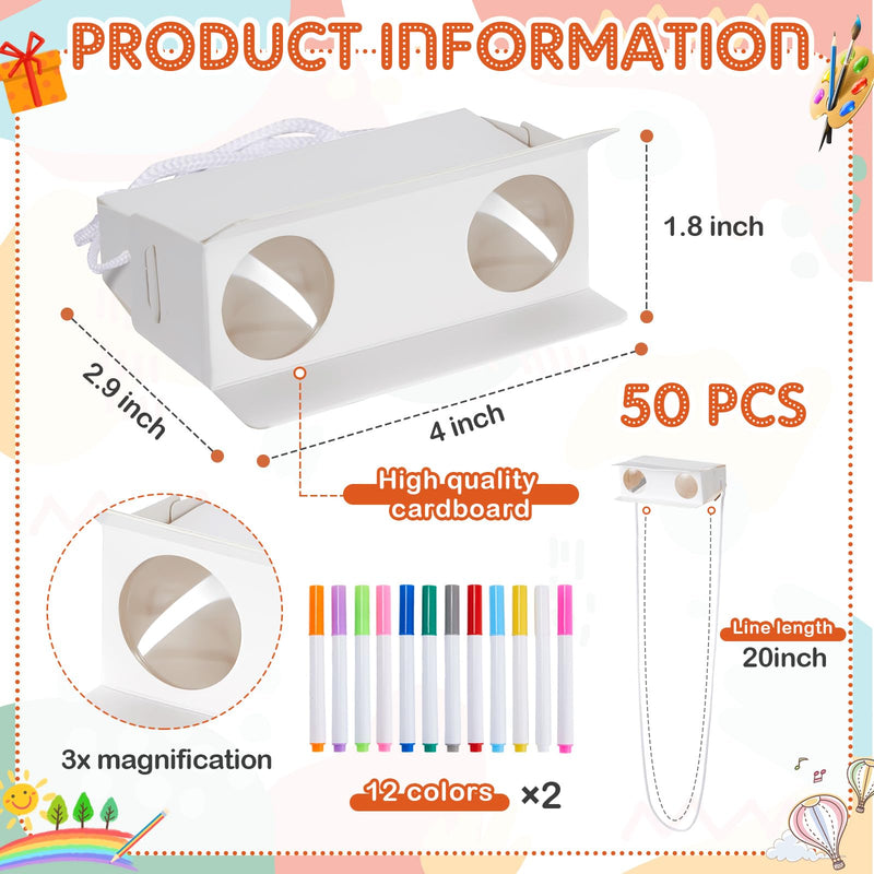 [AUSTRALIA] - Shappy 30 Pcs DIY Cardboard Binocular Craft Kit for Kids, Make Your Own Toy Binocular with Marker and String Classroom Art Activity for Kindergarten Elementary School 100 Days of School Party Favor 