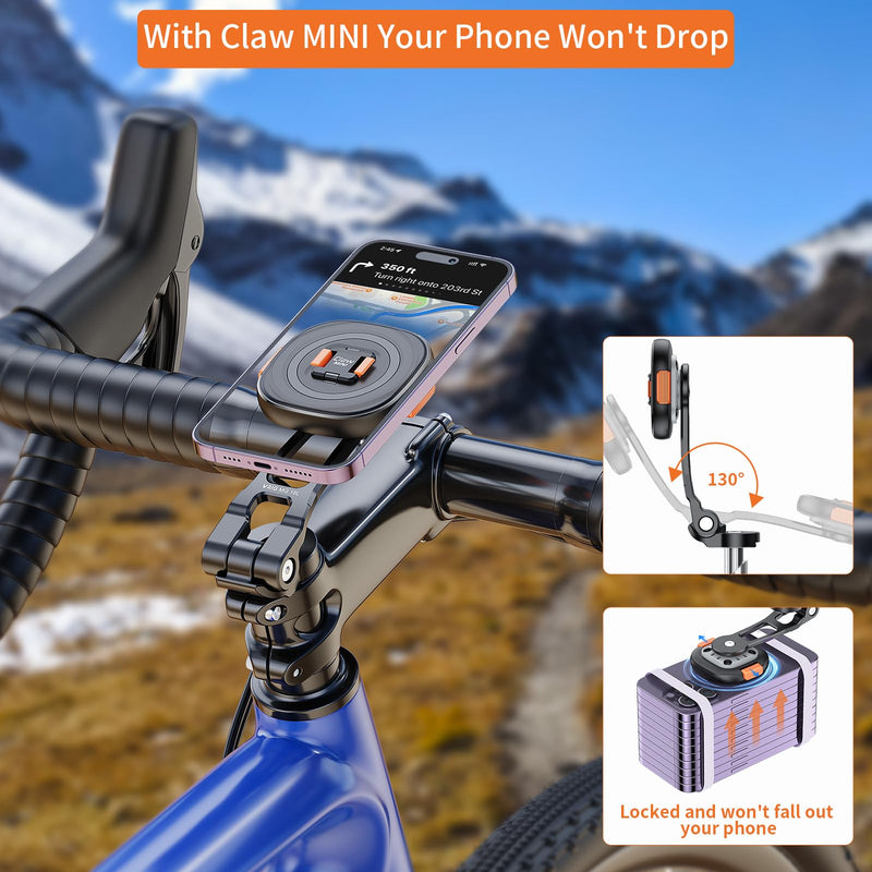 MG18L Claw MINI Magnetic Phone Mount Road bike mobile phone holder, iding bracket special shock absorption fixed mountain bike motorcycle navigation triangle(Triangle Type) Triangle Type