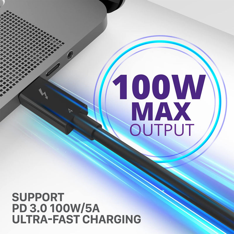 Fosmon 100W Thunderbolt 4 Cable, Fast Charging USB C to USB C Cable, Support 8K Display, Intel Certified, 40Gbps for iPhone 16/15, iPad Pro, MacBook Pro Air, Samsung Galaxy, Tablets - 3.3ft/2Pack 2 Pack