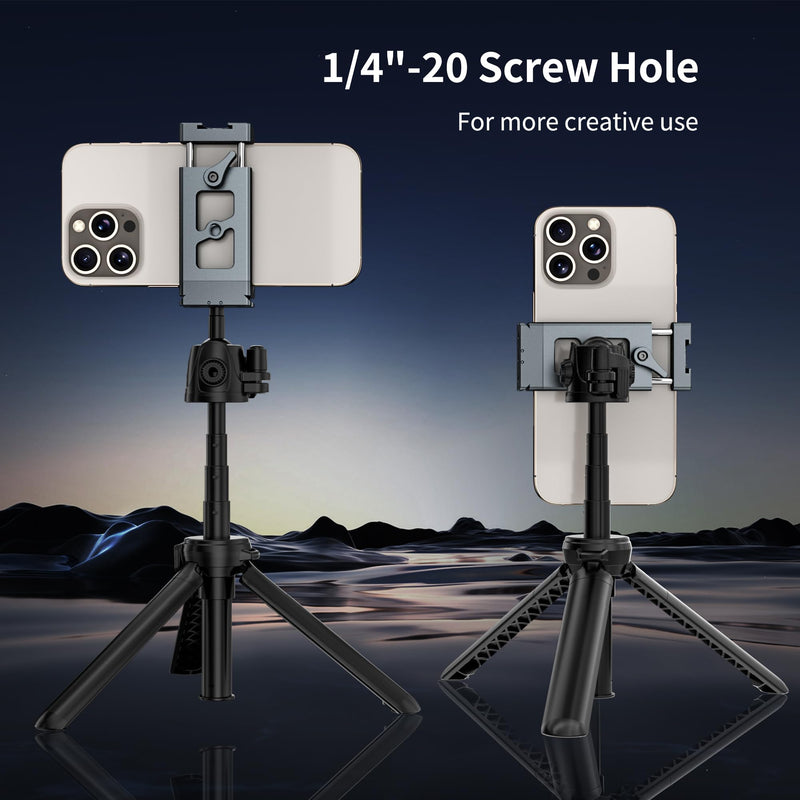 [AUSTRALIA] - Metal Phone Tripod Mount Arca Port & Action Camera Adapter, Adjustable Smartphone Tripod Adapter Clamp Cell Phone Stand Holder Compatible with iPhone Plus PRO Max GoPro Samsung Galaxy Motorola Pixel 