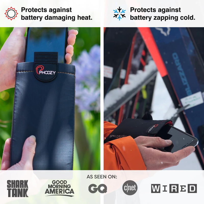 PHOOZY XP3 Thermal Phone Case with Patented Chromium Barrier - Insulated Pouch Extends Battery Life 4X in Hot Weather - Military-Grade Protection for Outdoor Adventures - Large Black Cosmic Black
