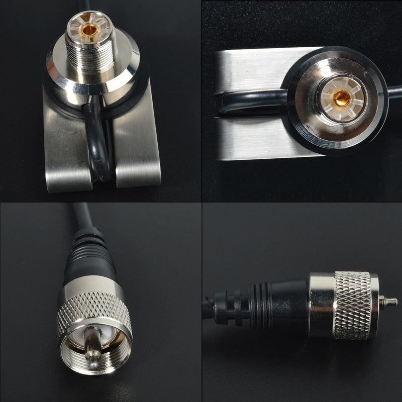 [AUSTRALIA] - HYS Heavy-Duty Trunk Lid Antenna Mount Bracket Base with 13Ft RG-58 Coax Cable, PL-259 to SO239 UHF Connectors for CB, Ham Radio, HF/VHF/UHF Mobile Antennas (TCJ-N6) 