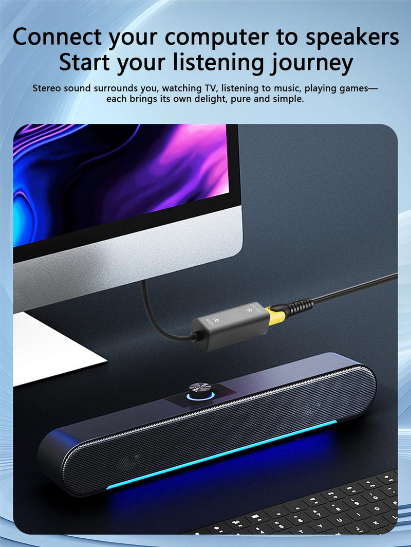 [AUSTRALIA] - GINTOOYUN 24 Bit 96K Sampling Rate USB to Fiber Optic Audio Converter 10CM/0.32FT Optical Interface USB to Fiber Optic Audio Converter TV Computer Connection Echo Wall Speaker 
