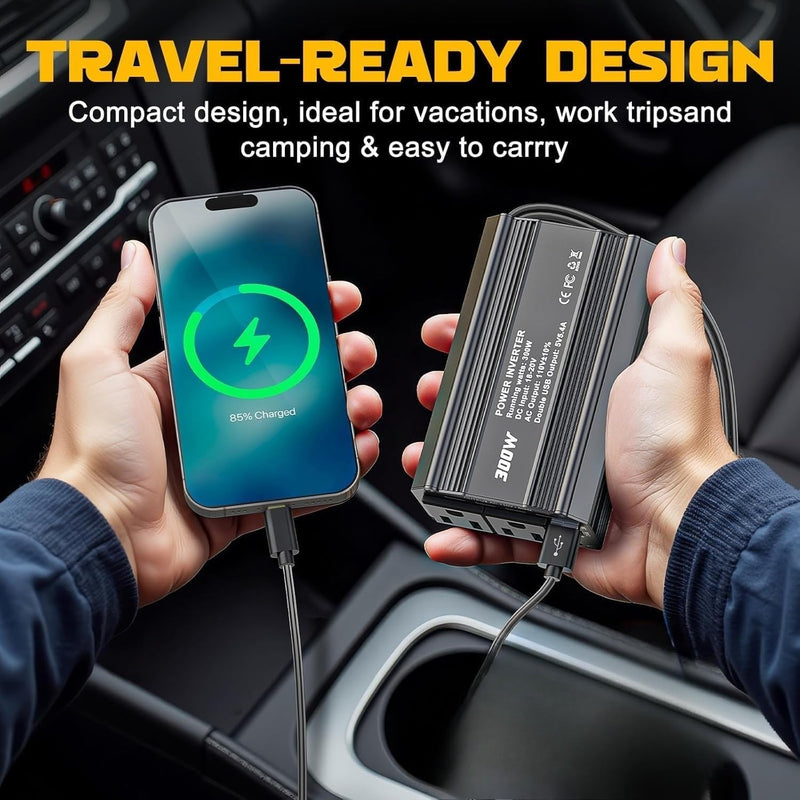 [AUSTRALIA] - 300W Power Inverter for Worx 20V 6PIN Li-ion Battery DC 20V to AC 110V 120V Battery Inverter Portable Power Station Generator with 2 AC Outlet & 2 USB Ports for Camping Outdoor 