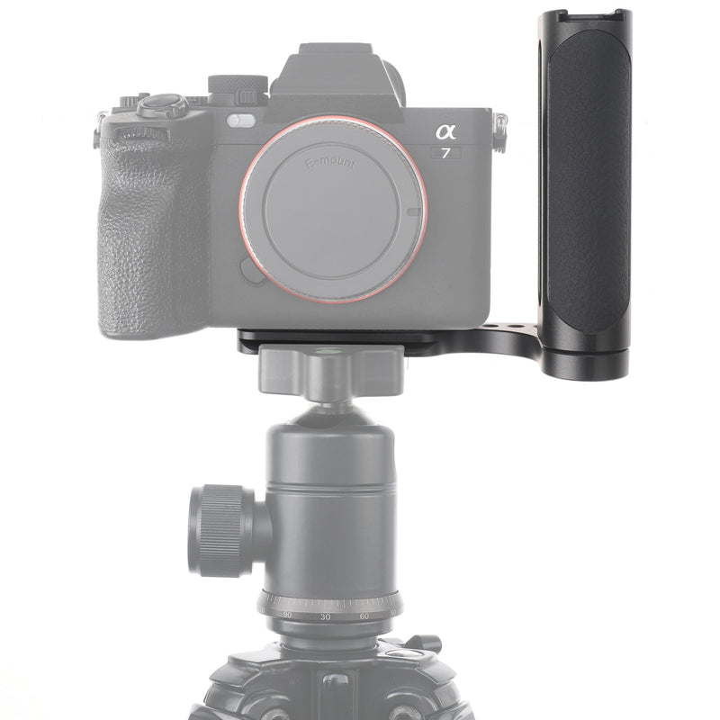 FocusFoto 2nd Gen L-Shaped Bracket Holder Stabilizer with Side Handle Grip Universal for DSLR Mirrorless Camera, with 1/4" Cold Shoe Mount for Mic Flash LED Light, Quick Release Plate for Arca Tripod