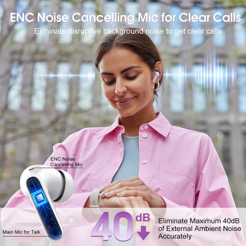 3 Sets Wireless Earbuds, Bluetooth Headphones HiFi Stereo, 40H Playtime in-Ear Earbud, 2024 Bluetooth 5.3 Earbuds with LED Power Display, IP7 Waterproof Wireless Earphones Sport Purple+Blue+Green
