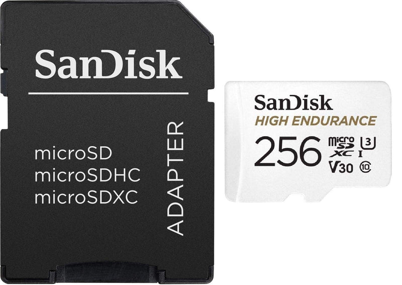 SanDisk High Endurance 256GB TF Card MicroSDXC Memory Card for Dash Cams & Home Security System Video Cameras (SDSQQNR-256G-AN6IA) Class 10 Bundle with (1) Everything But Stromboli MicroSD Card Reader