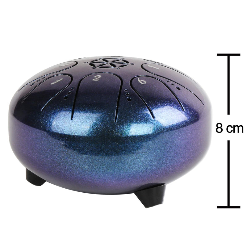 Rayzm Titanium Steel Tongue Drum with a Carry Bag, 5 Inches (13cm) 8 Notes Diatonic Scale Handpan Tank Drum Kit, Portable C-Key Percussion Instrument. Blue