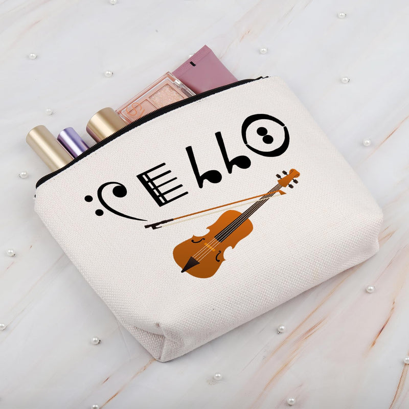 BDPWSS Cello Gift Cello Player Gift Cello Music Note Makeup Bag Funny Cello Cellist Orchestra Musician Zipper Travel Pouch (Cello note bag) Cello note bag