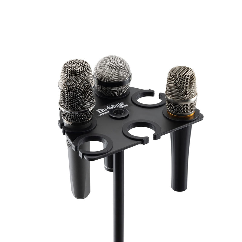 [AUSTRALIA] - On-Stage MSA2700 Multi-Mic Holder (Microphone Organizer, Display, Caddy, Supports Handheld, Dynamic, Wired, and Wireless Mics, Aluminum, Silicone Padding, Black) 