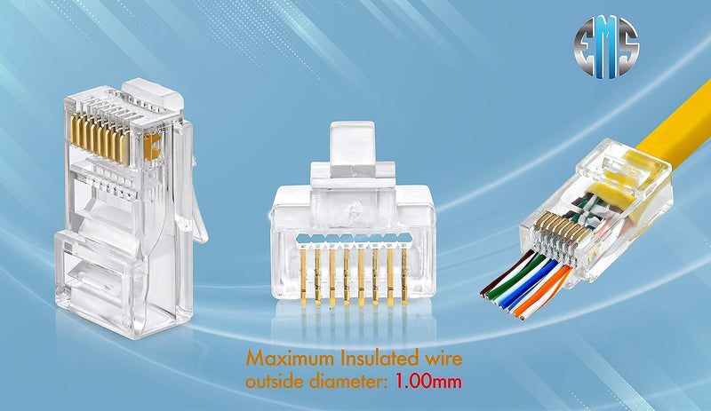 Bundle – 2 items: RJ45 Crimp Tool + 100 Pack of Cat5e Pass Through Connectors.