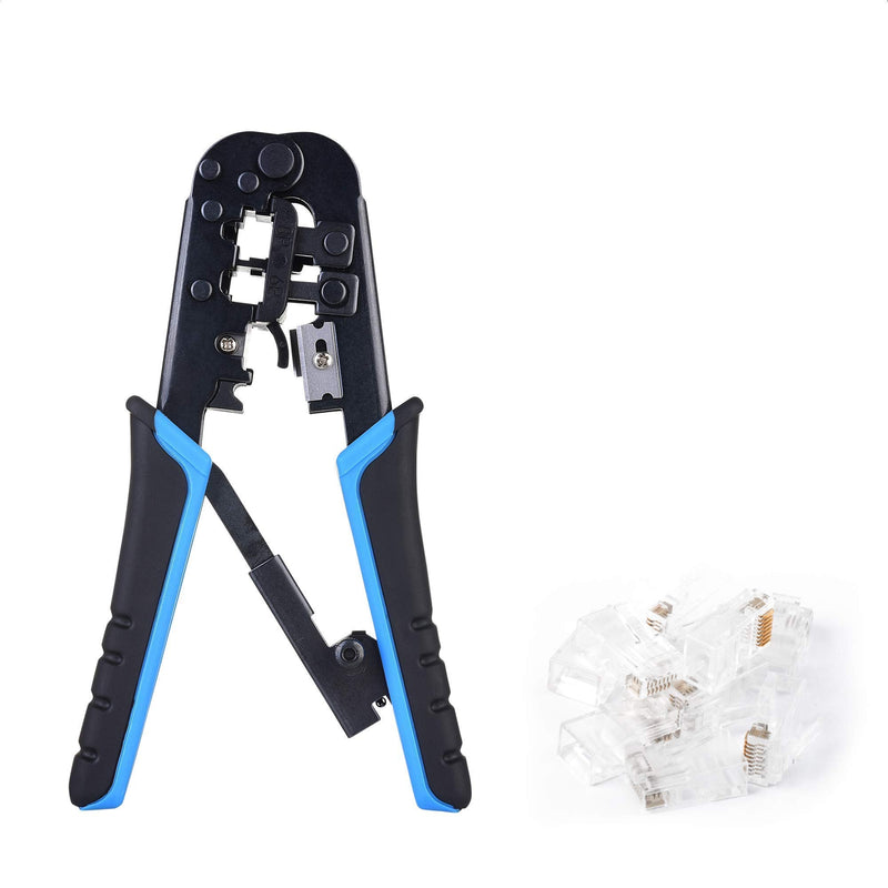 Cable Matters 50-Pack RJ45 Shielded Modular Plugs with Strain Relief Boots & Modular RJ45 Crimp Tool (Ethernet Crimper)