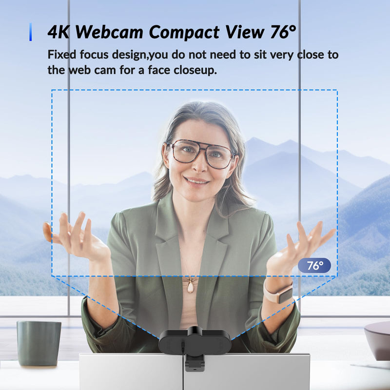 [AUSTRALIA] - Webcam No Mic with Privacy Cover, USB Web Cam for Computer and Laptop Plug & Play, Web Camera without Audio, 78° Wide-Angle,for Streaming and Conferencing (4K Webcam No Mic) 4K Webcam No Mic 