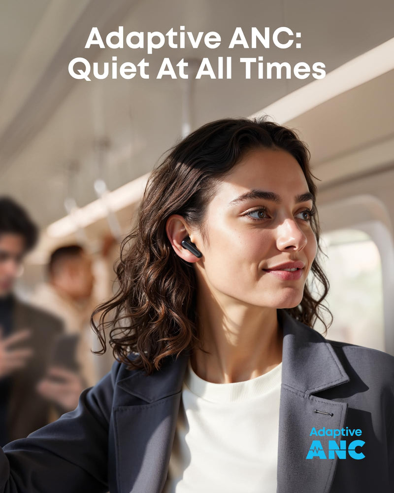 Soundcore P41i by Anker Adaptive Noise Cancelling Earbuds | With Portable Charging, Built-in Lightning Adapter, 192H with Case, 6-Mic AI Clear Calls, IPX5 Wireless Bluetooth Earbuds Black