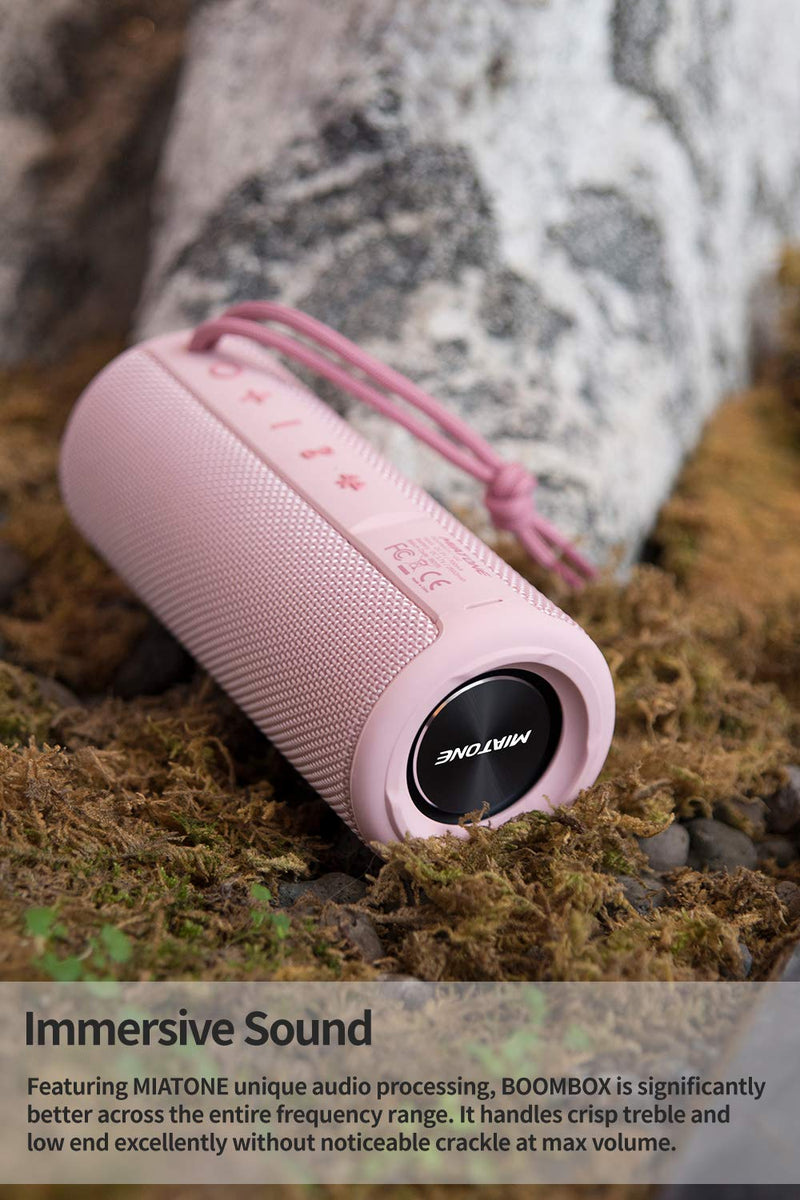 MIATONE Outdoor Portable Bluetooth Speaker Wireless Waterproof - Pink