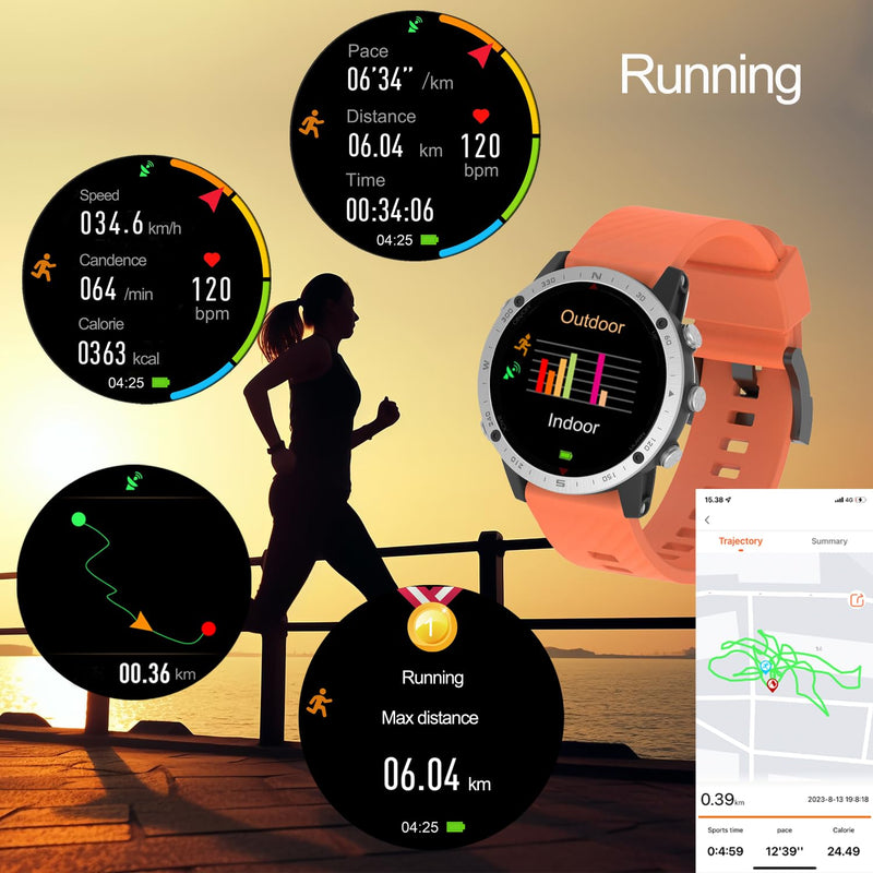 SUNROAD GPS Sports Watch Navigation Fitness Tracker Running Swimming Cycling Altimeter Barometer Compass Snorkeling Dive Fishing Fashion Digital Wristwatch