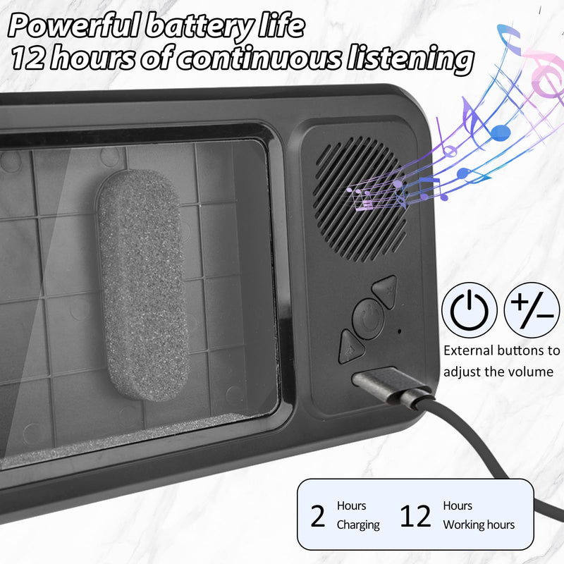 [AUSTRALIA] - Shower Phone Holder with Wireless Bluetooth Speaker,2026 New Waterproof 480 Rotation Viewable Shower Phone Case Speaker for Any Phone, Wall Mounted Phoneholder Stand for Bathroom Mirror (Black) Black 