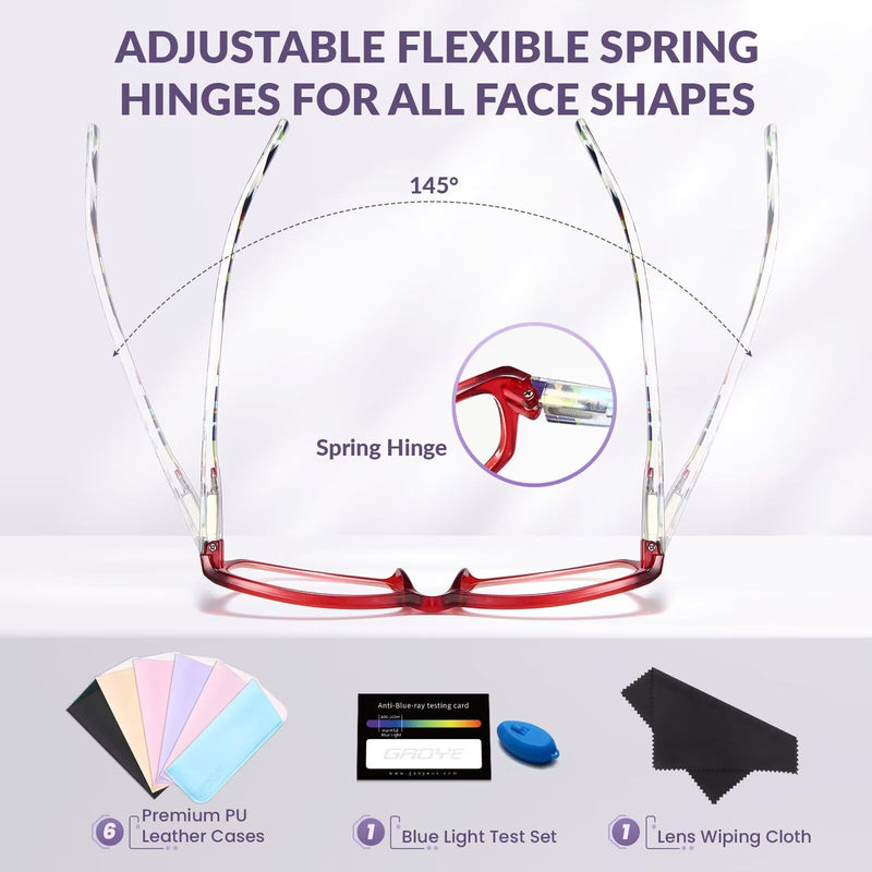 Gaoye Reading Glasses for Women, 6 pack Fashion Readers for Women Men Spring Hinge Eye Glasses, Blue Light Reading Glasses Anti Eyestrain *C1 Mix Color 1.75 x