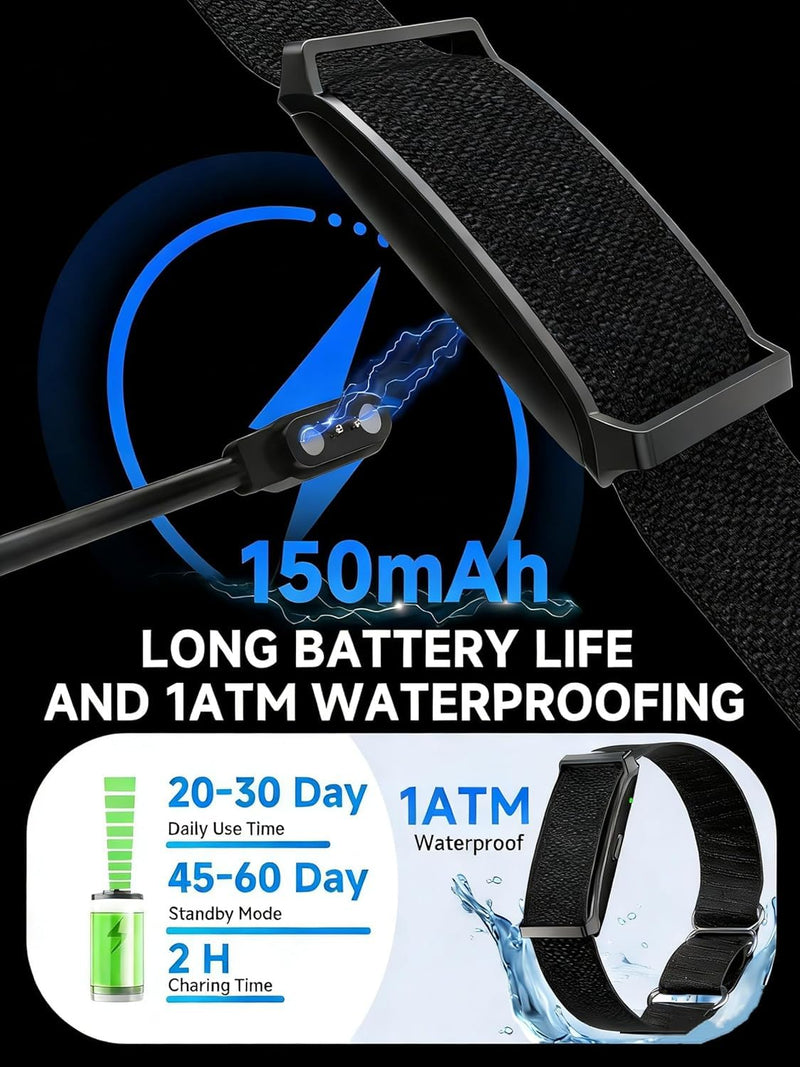 Smart Bracelet, Health Activity Fitness Trackers, Screenless Smart Band | All-Day Continuous Heart Rate/Blood Pressure Monitor, Sleep Tracker, 170+ Sport Modes, Smart Bracelet for Men with Free APP