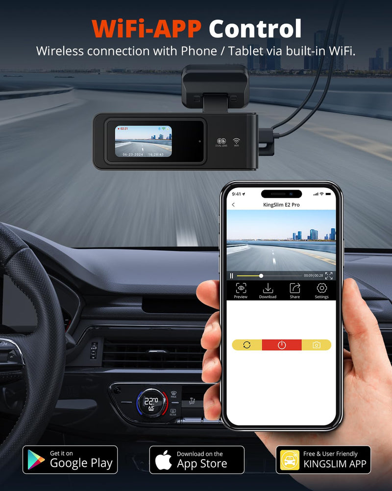 [AUSTRALIA] - 2K Dash Cam Front and Rear with 64GB SD Card, Wireless WiFi Dash Camera for Cars, 1.5'' Screen Mini Dashcam Front and Back, Support G-Sensor/Time Lapse 2 Kinds Parking Monitor 