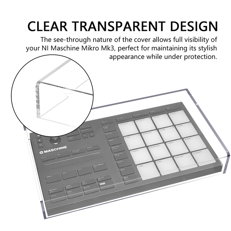 Premium Acrylic cover for NI Drum Controller DJ Controller Device with Cable Management Slot, waterproof and dustproof, compatible with Maschine Mikro Mk3 protective