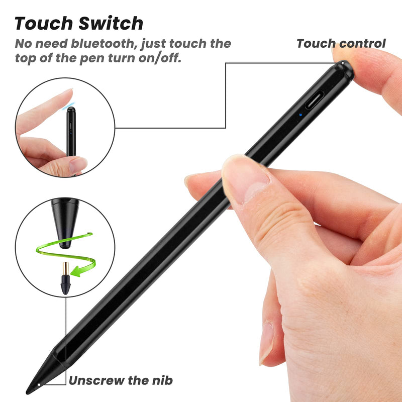 2020 iPad Air 4th Generation 10.9 Inch Stylus Pencil 2nd Generation,,Palm Rejection and Magnetic with 1.2 mm Replaceable POM Tip Active Stylus Pen for Apple iPad Air 4th Gen Pencil,Black Black