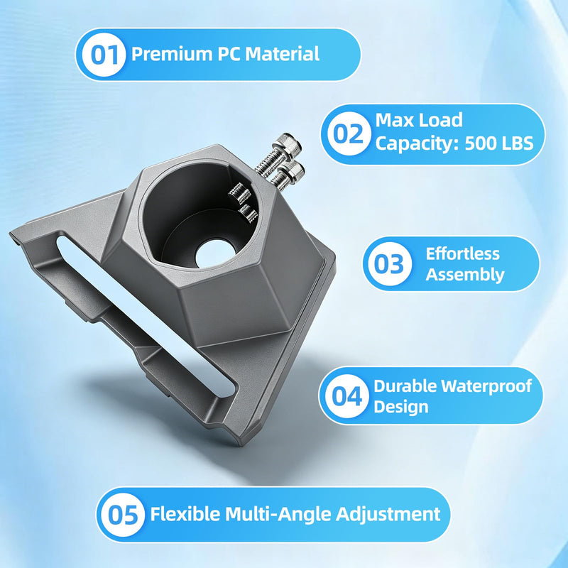 BURMONG Pipe Mount Adapter for Starlink Gen 3，Reinforced Plastic Bracket for 1.25 to 2.5 Inch Pipe, Compatible with Starlink Standard Dish,Includes 20 Stainless Steel Screws, Lightweight