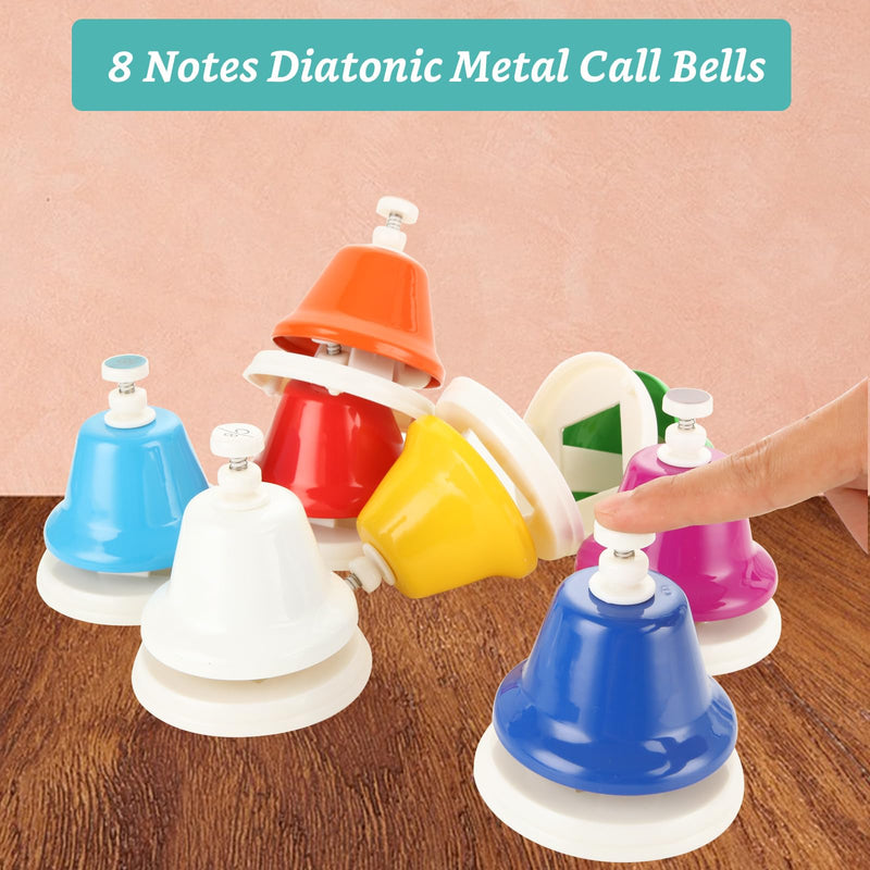 8 Pcs Rainbow Desk Bells, 8 Notes Diatonic Metal Musical Bells, Musical Bells Musical Learning for Musical Teaching Church
