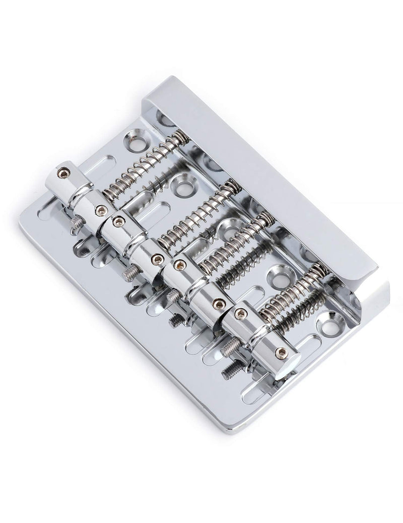 Metallor 4 String Bass Bridge Tailpiece Fixed Saddles for Electric Bass Guitar Jazz Bass or Precision Bass Chrome.