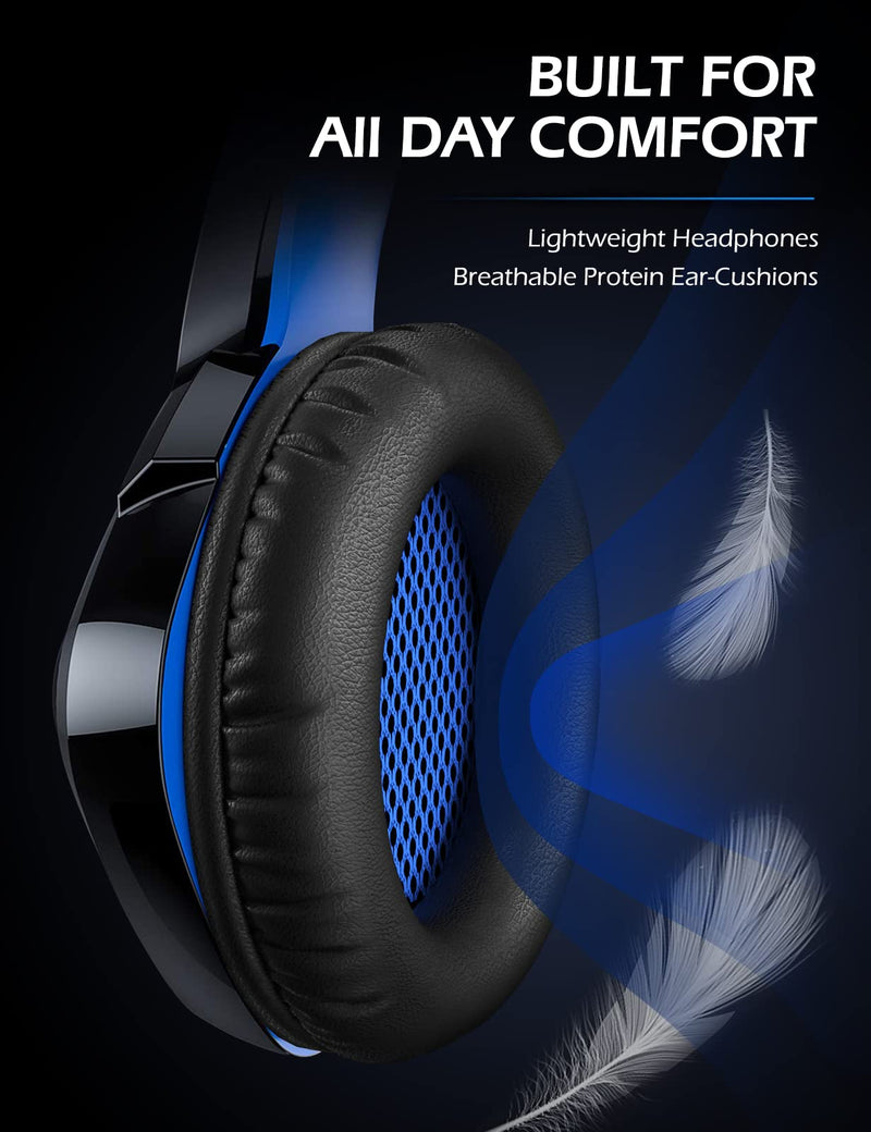 [AUSTRALIA] - ZIUMIER Gaming Headset for PC, PS4, PS5, Xbox One, Xbox Series S/X, Switch, Noise Canceling Microphone, Stereo Surround Sound, 3.5mm Wired Gaming Headphones Blue 