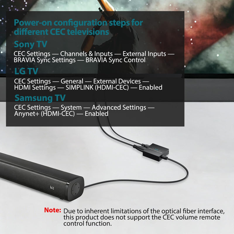 eARC Audio Extractor, HDMI ARC to Optical Adapter, 24Bit/192kHz | Converts TV eARC/ARC HDMI audio to optical output for soundbars, wireless TV headphones and home theater systems