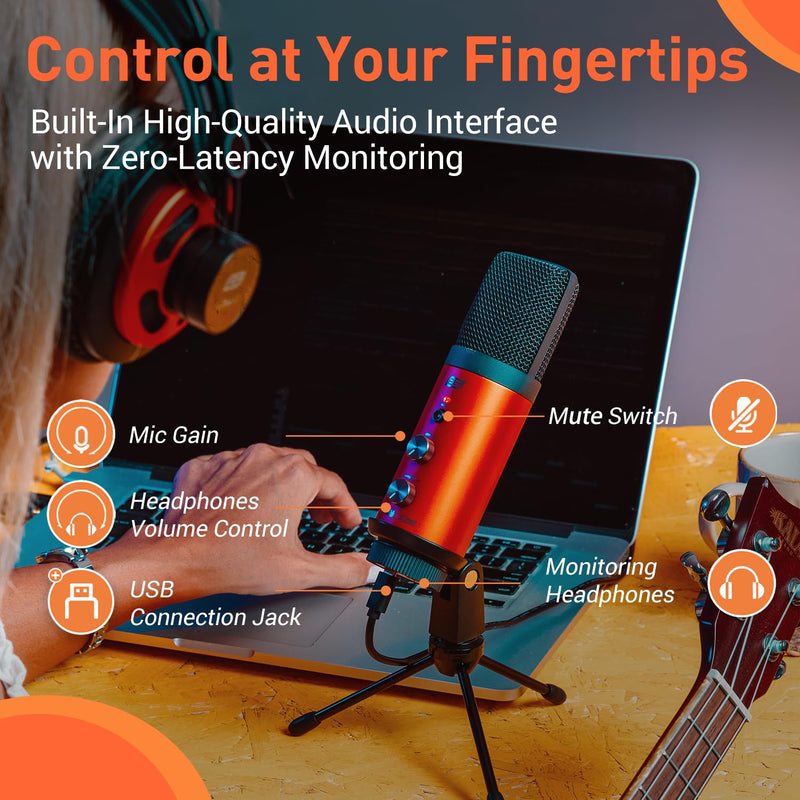 [AUSTRALIA] - ESI cosMik uCast | USB Microphone, Cardioid Condenser Computer Microphone for Gaming, Streaming, Podcasting, 2m USB-C Cable, Mute Button, Built-in Headphone Jack, Gain Control, USB Mic for PC & Mac cosMik uCast USB Microphone 