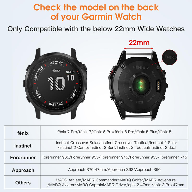 Bandletic Tactical Band and Paracord Strap Compatible with Garmin Watch 22mm