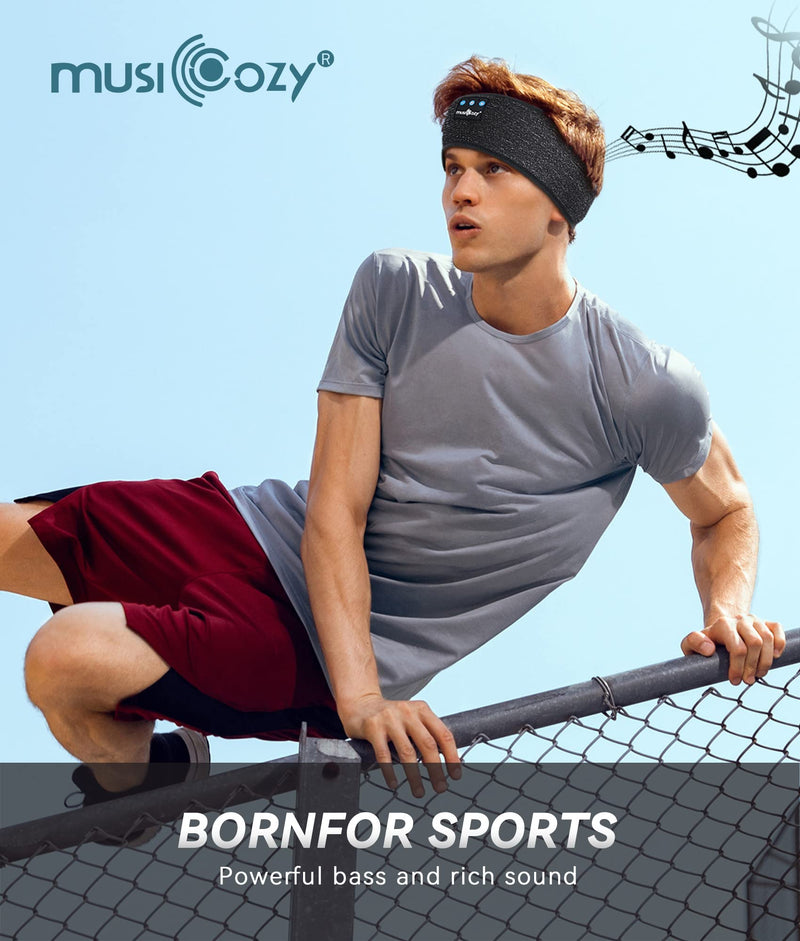 MUSICOZY Sleep Headphones Bluetooth 5.2 Headband, Sports Wireless Earphones Music Sleeping Eye Mask Earbuds with HD Stereo Speaker for Mom Women Men Teen Running Cool Gadgets Unique Gifts Black