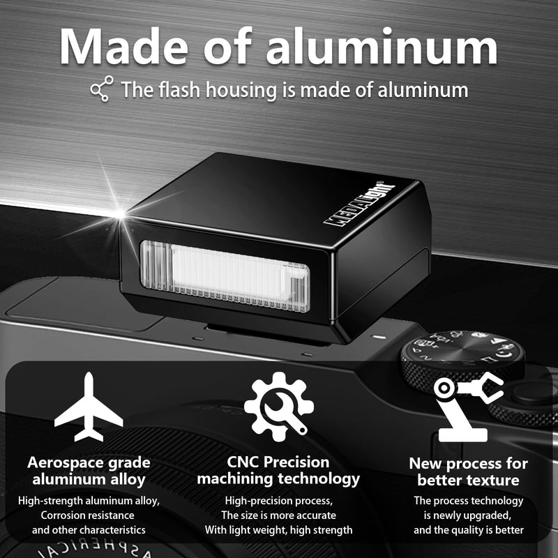 [AUSTRALIA] - MEDALight Upgrade Aluminum F1s Mini Camera Flash for Ricoh GR3/GR3X/Fuji/Sony ZV1/Nikon/Canon/Olympus/Digital Film Cameras,Portable Hot Shoe Camera Flash Speedlite for DSLR Camera(Black). Black 