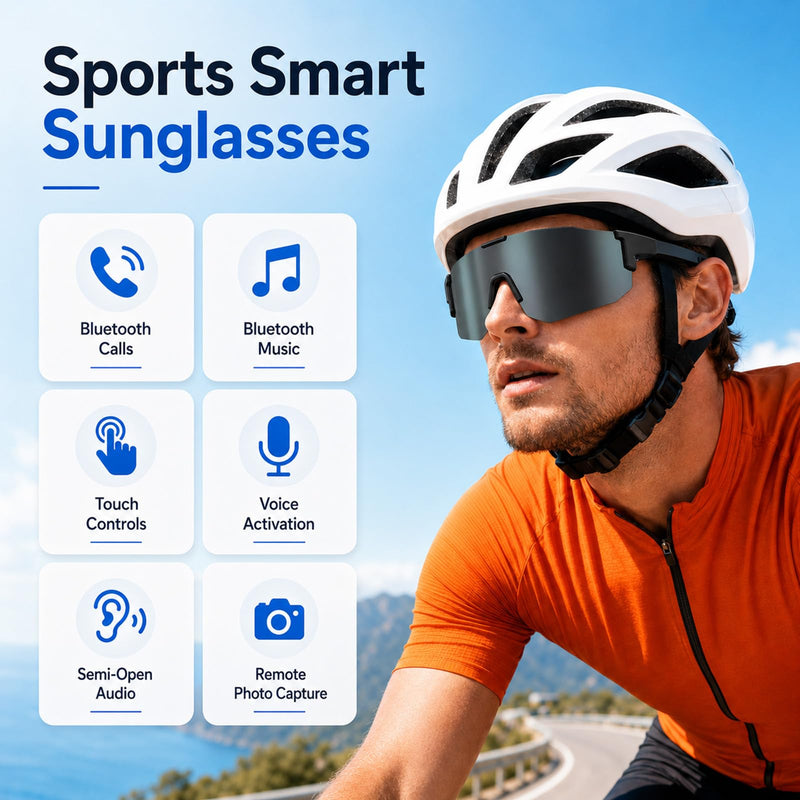 AI Glasses with Camera &Running Bluetooth Glasses for Sport