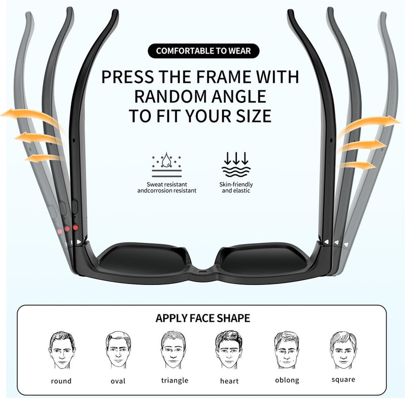 Ai Smart Glasses with Camera, 4K 8MP HD Photo and Video Recording with Real-Time Translation/Object Recognition/AI Voice Q&A/Recording, Calls and Music, UV & Blue Light Protection, Photochromic lens Shine Black M08