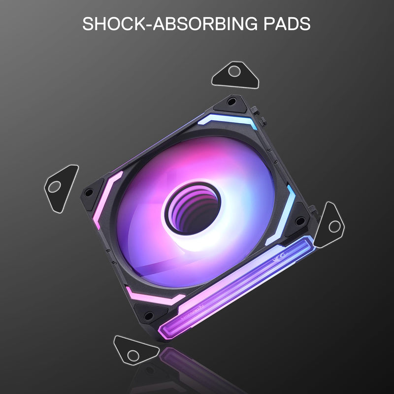 Redragon GCF012 Standard 120mm PC Case Fan, Daisy-Chain Connection, 5V 3Pin ARGB Lighting, 4 Pin PWM Case Fan, for Radiator/Computer Case Cooling, 120x120x25mm, 3 Pack, Black Standard Blade Fan